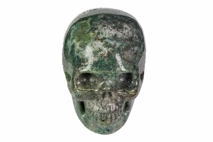 Realistic, Polished Moss Agate Skull #116547